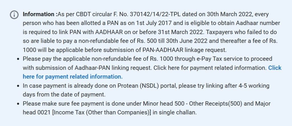 PAN Aadhaar Link Status Last Date