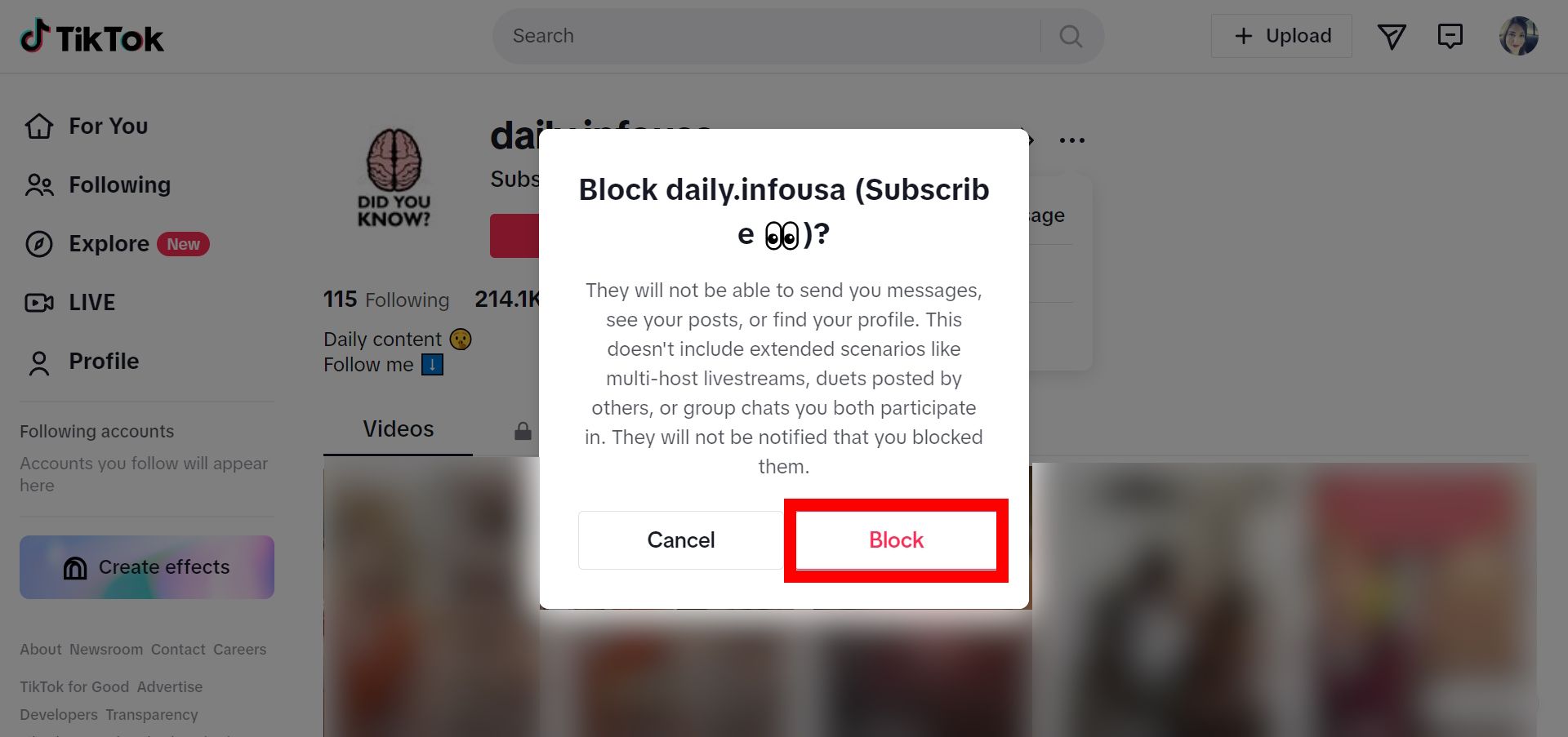 A Step-by-Step Guide to Blocking Users on TikTok in 2024 - Step 2: Locate the User's Profile