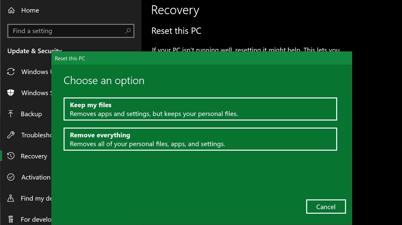 Step-by-Step Guide on How to Factory Reset Windows 10 - Following on-screen instructions to proceed with the reset