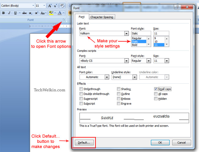 How to Change Default Font in Word - Changing Default Font in Word