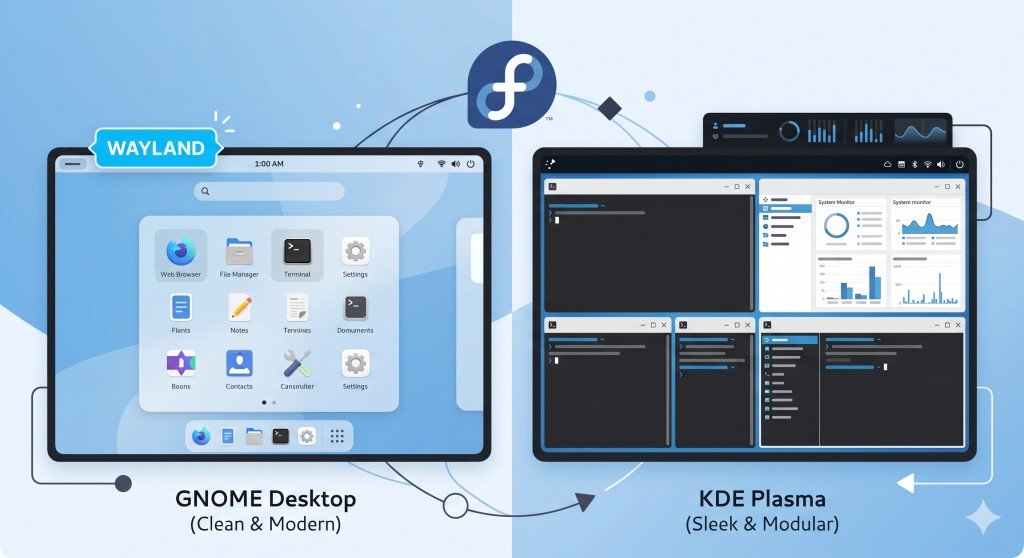 Fedora 44 new features – GNOME 50 and KDE Plasma 6.6 desktops