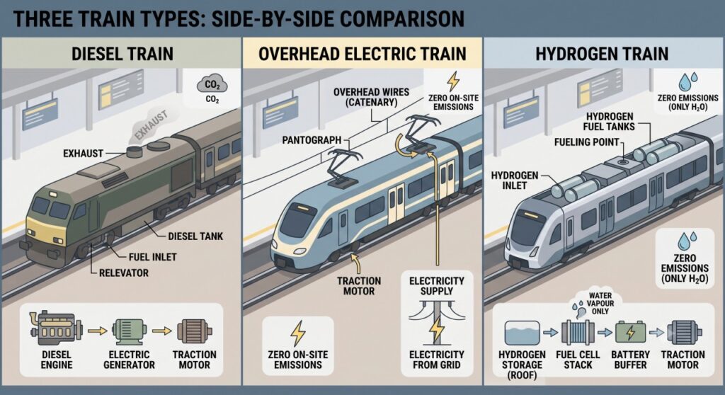 Hydrogen vs electric trains engineering comparison